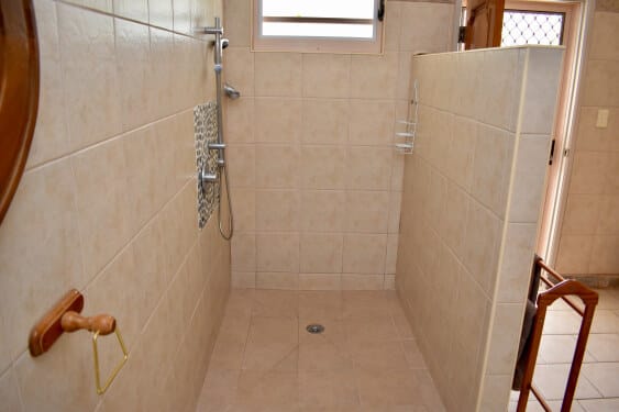 bathroom shower and toilet